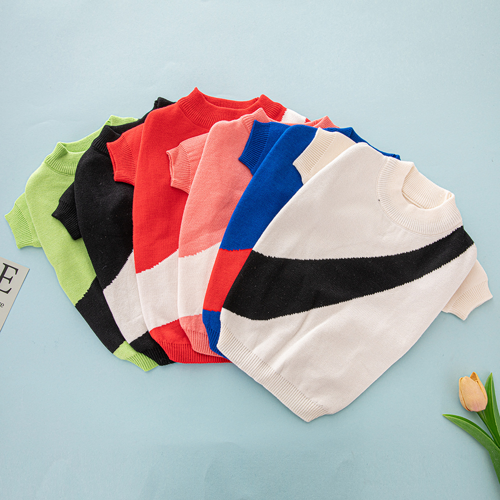 Color-Block NNKE Knit Short-Sleeve Pet Sweaters in Multiple Vibrant Hues