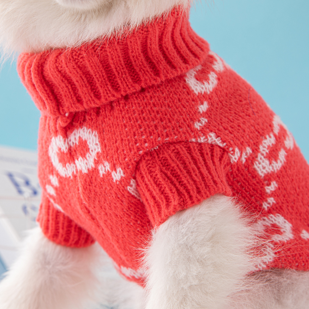 Chic Monogram Pattern GG Knit Pet Sweaters in Red-White and Beige-Yellow