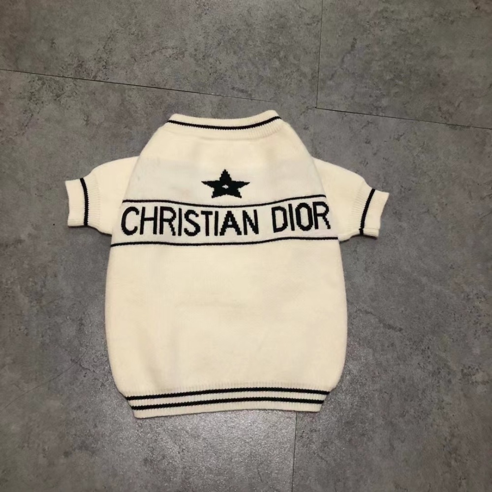 Chic Logo & Star-Intarsia DDOR Knit Pet Sweater in White-Black