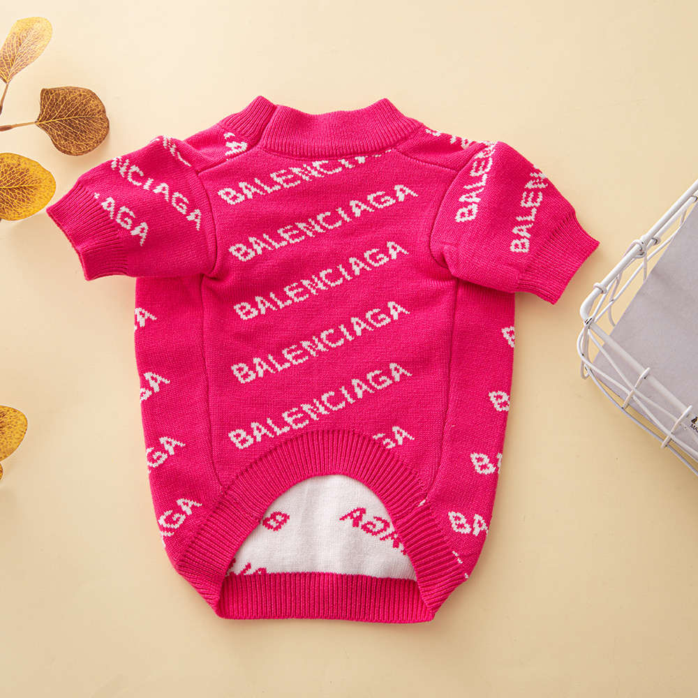 Vibrant Logo-Print BBLENCIAGA Knit Pet Sweaters in Multi-Color Palettes