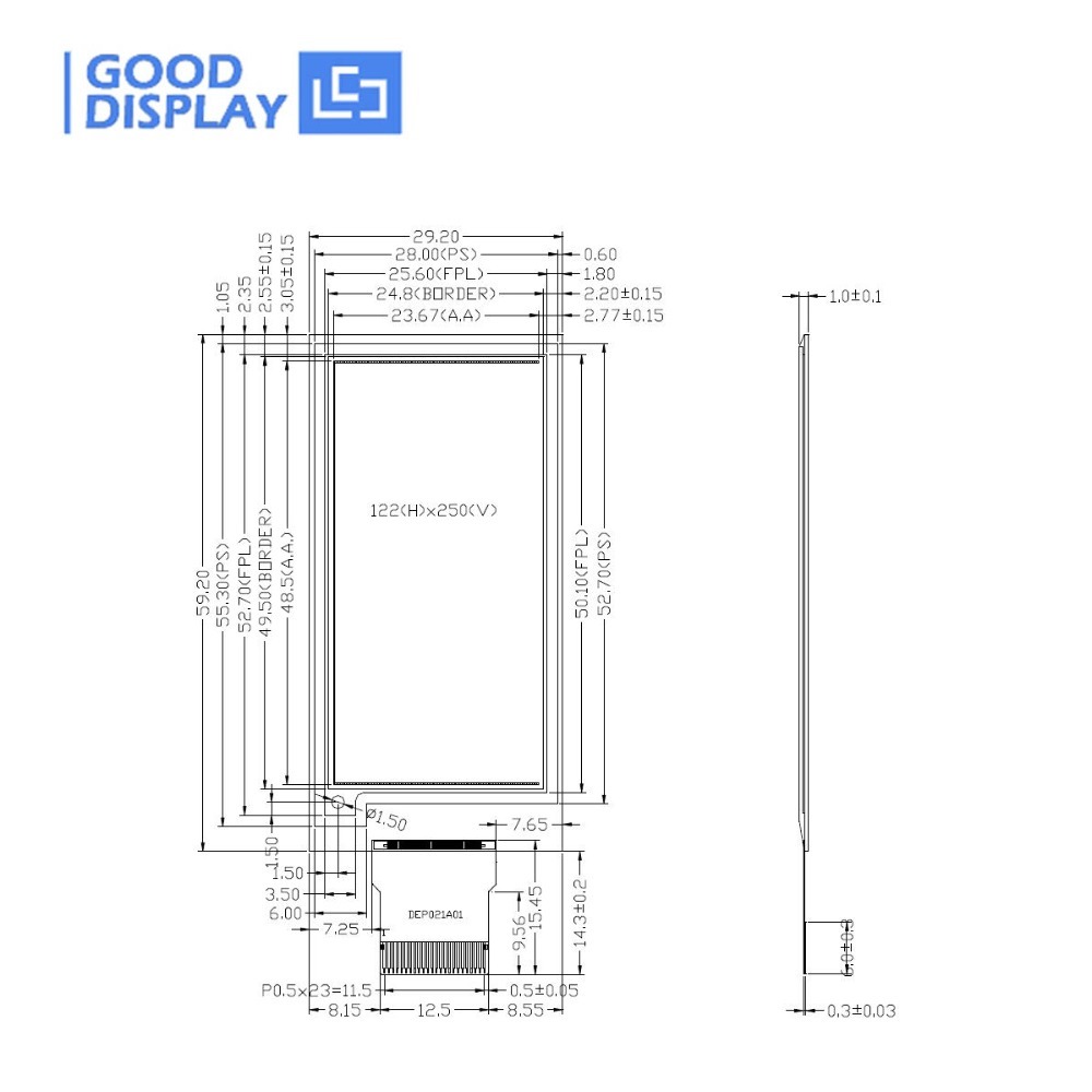 2.13 inch Black and white EPD e-paper display screen GDEM0213D23
