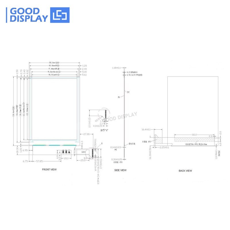 6 inch 1024*758 High-resolution EPD display Large size parallel epaper screen GDE060F3