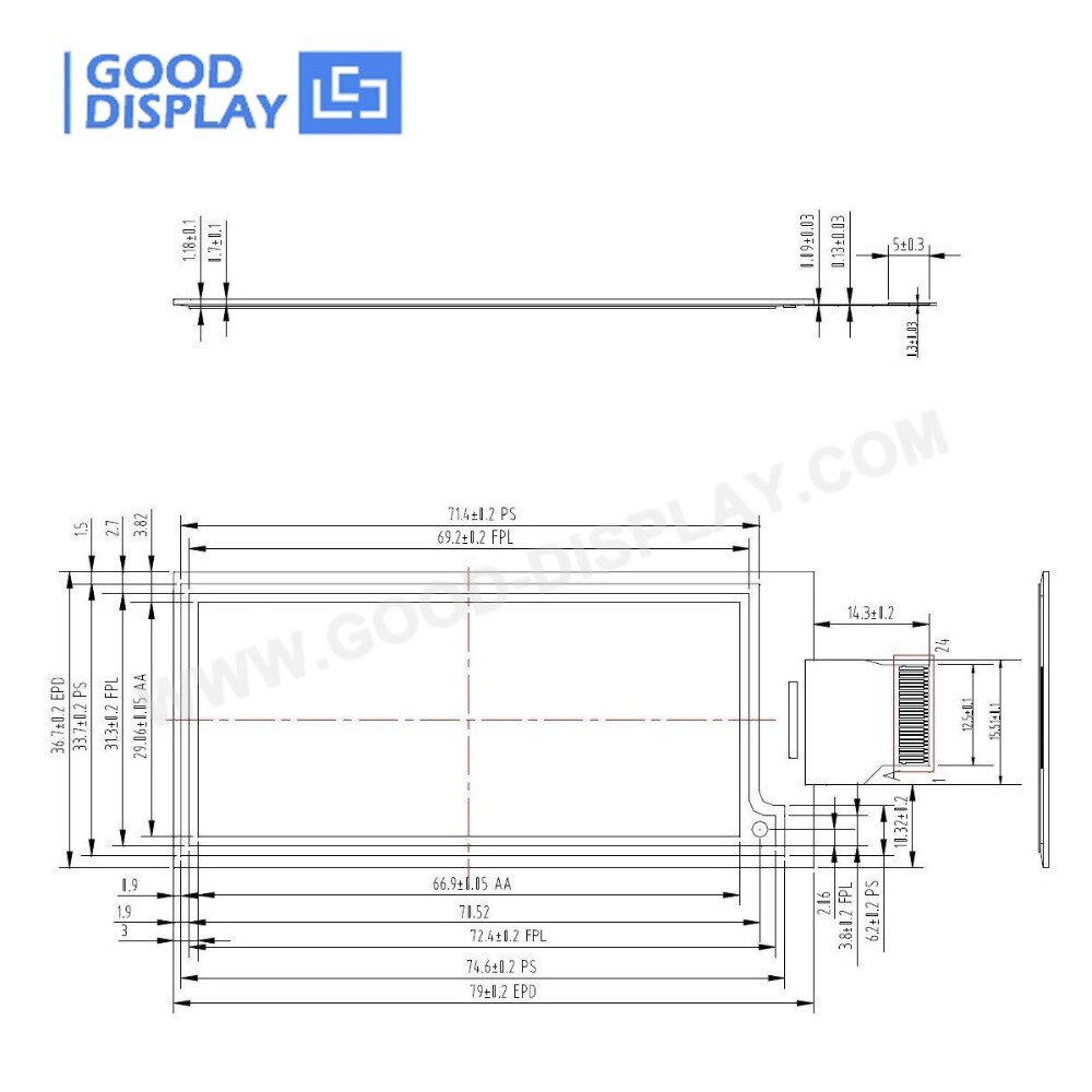 2.9 inch e ink display 296X128 resolution 4 Grayscale epaper screen with HAT connection board
