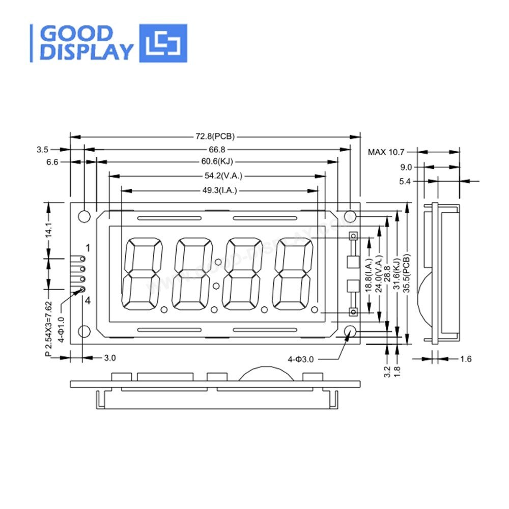 4-digit 7-Segment LCD module EDM1190-03