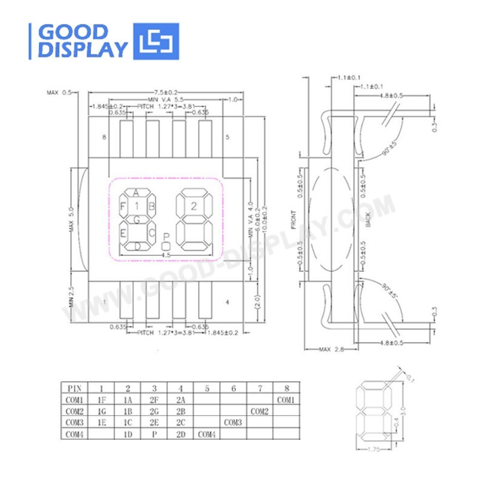 10 pieces, 2 Digit small mini TN Positive LCD glass Panel GDC02693