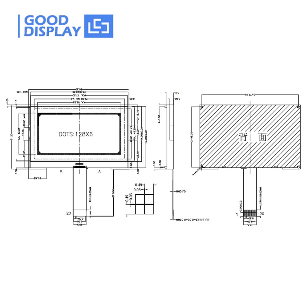 Transflective FSTN Mode LCD Module White YM12864-G35