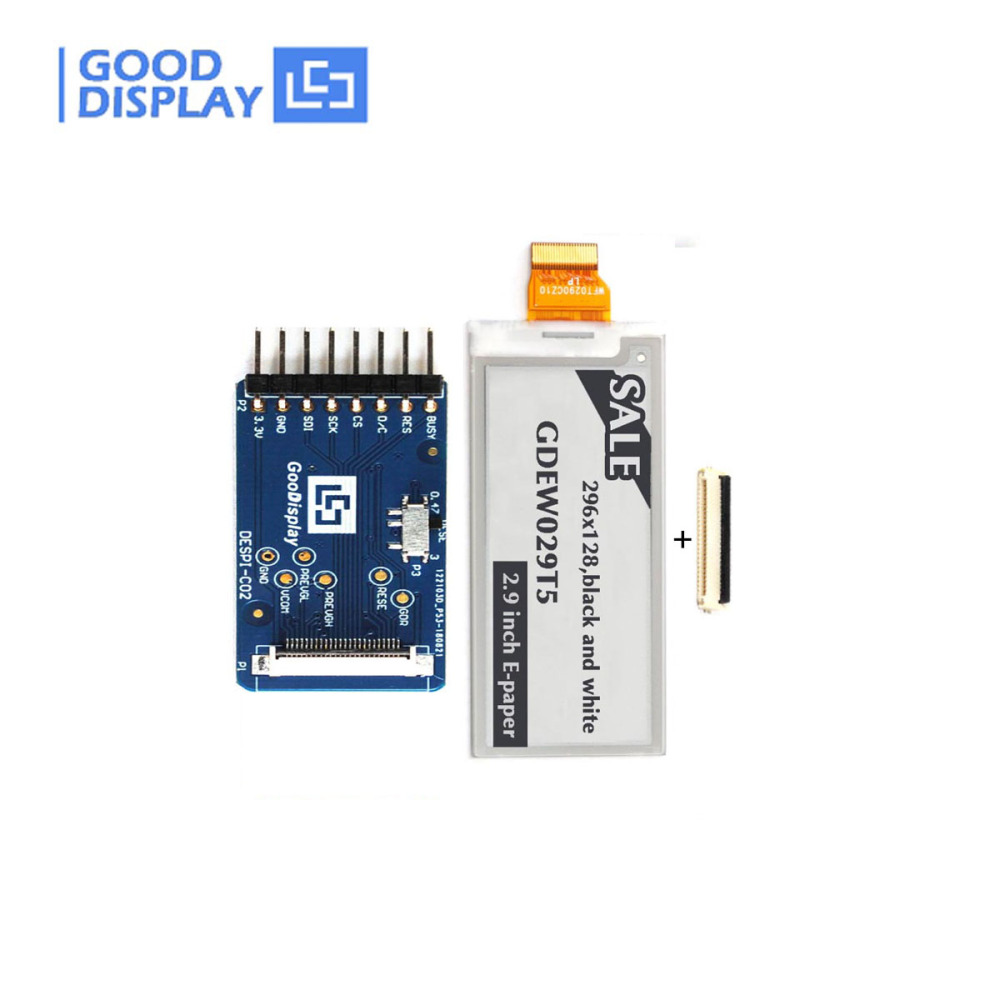 2.9 inch e ink display 296X128 resolution 4 Grayscale epaper screen with HAT connection board