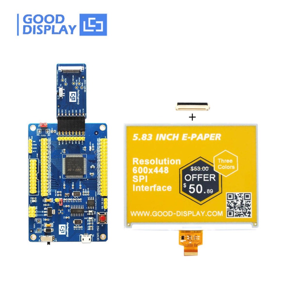 5.83 inch three-color yellow e-paper display e-ink screen with development board