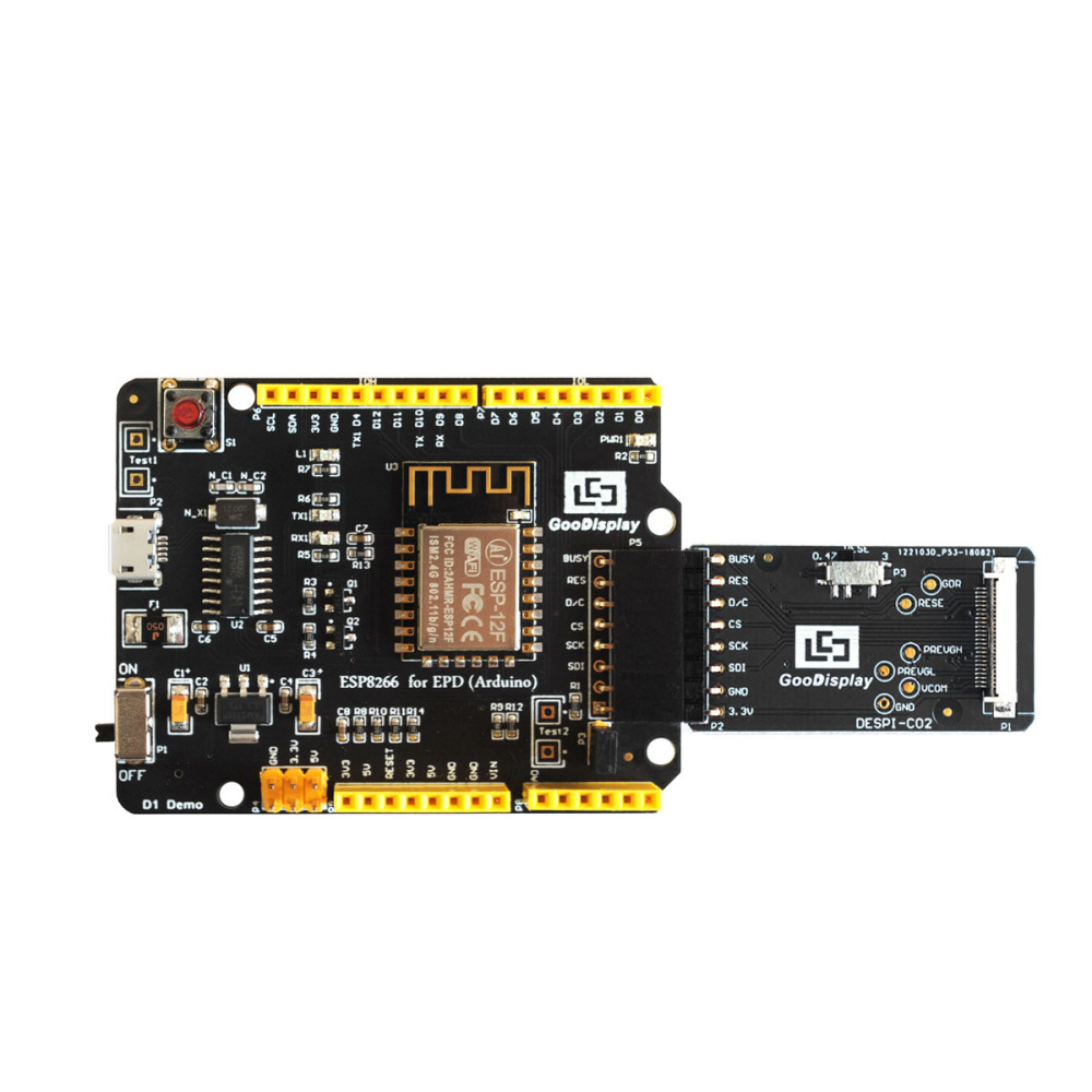 E-paper display development demo kit, drive board Arduino, Support Wi-Fi, ESP8266(C02)