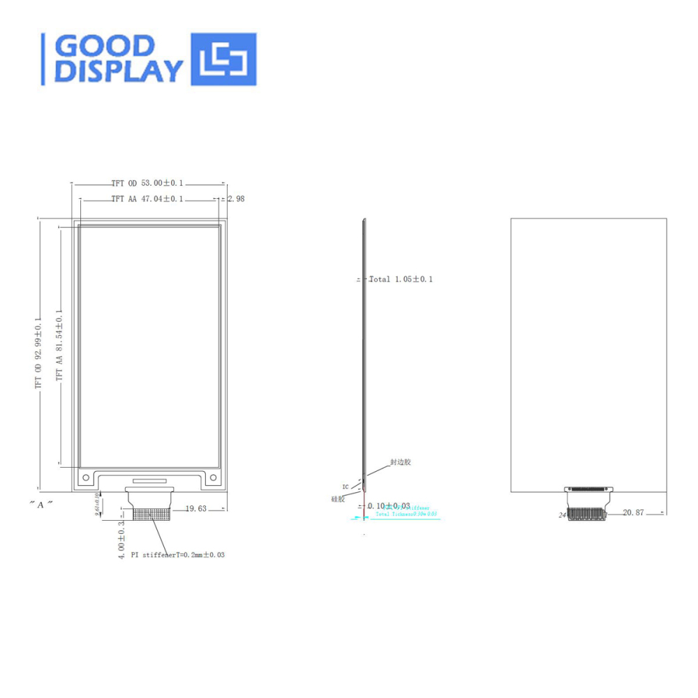 3.71 inch color e-ink display red e-paper screen module GDEH037Z01