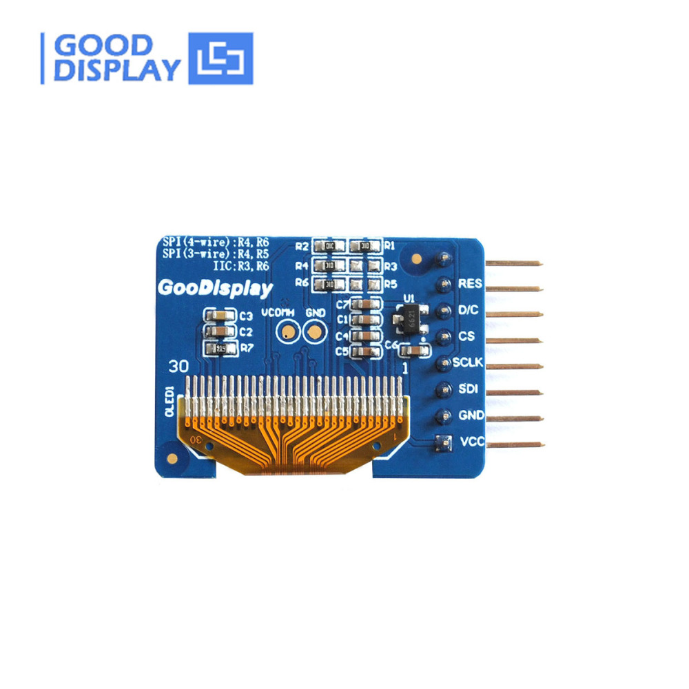 0.96 inch OLED display module with adapter board, wide temperature, GDMN0096WP30