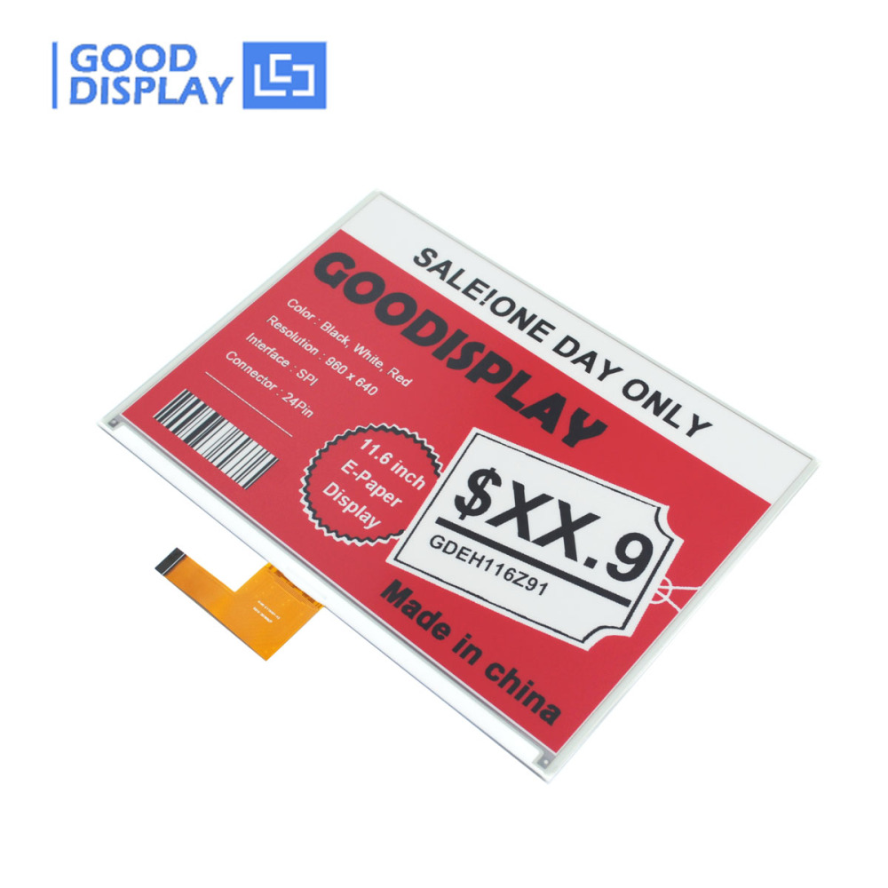 Large size 11.6 inch color red e-ink screen module 960x640 resolution, GDEH116Z91