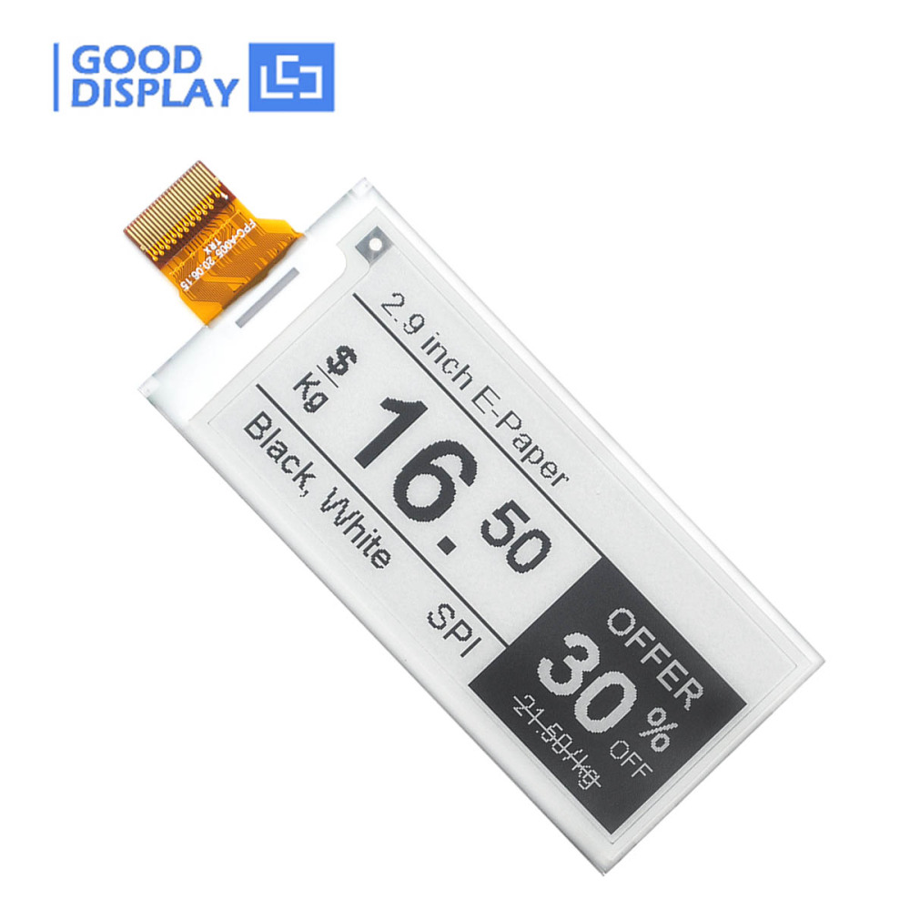 2.9 Inch E-paper Screen 296x128 Customizable 1.5s Fast Refresh Raspberry Pi SPI Display