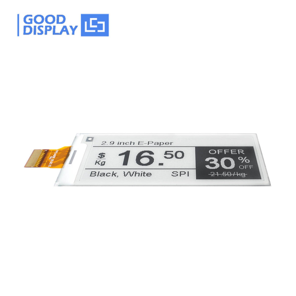 2.9 Inch E-paper Screen 296x128 Customizable 1.5s Fast Refresh Raspberry Pi SPI Display