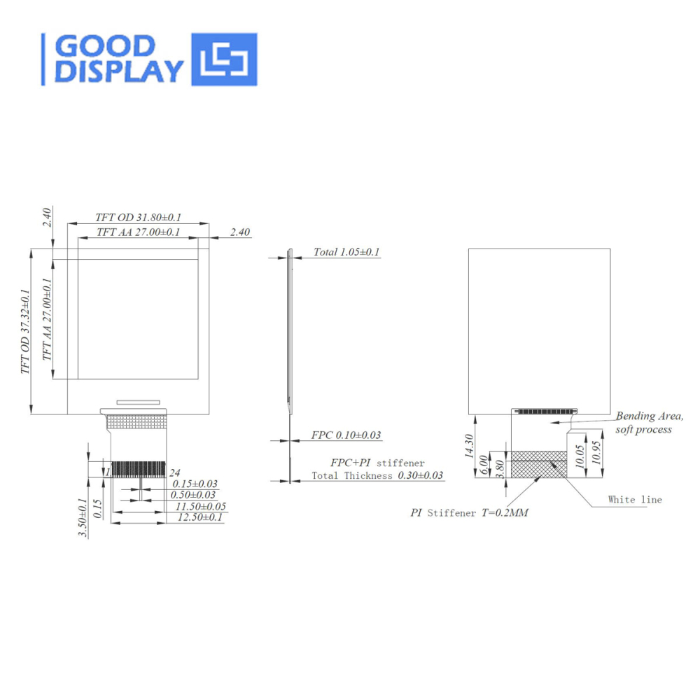 1.54 inch small eink display for support partial update GDEH0154D67 with HAT connection board