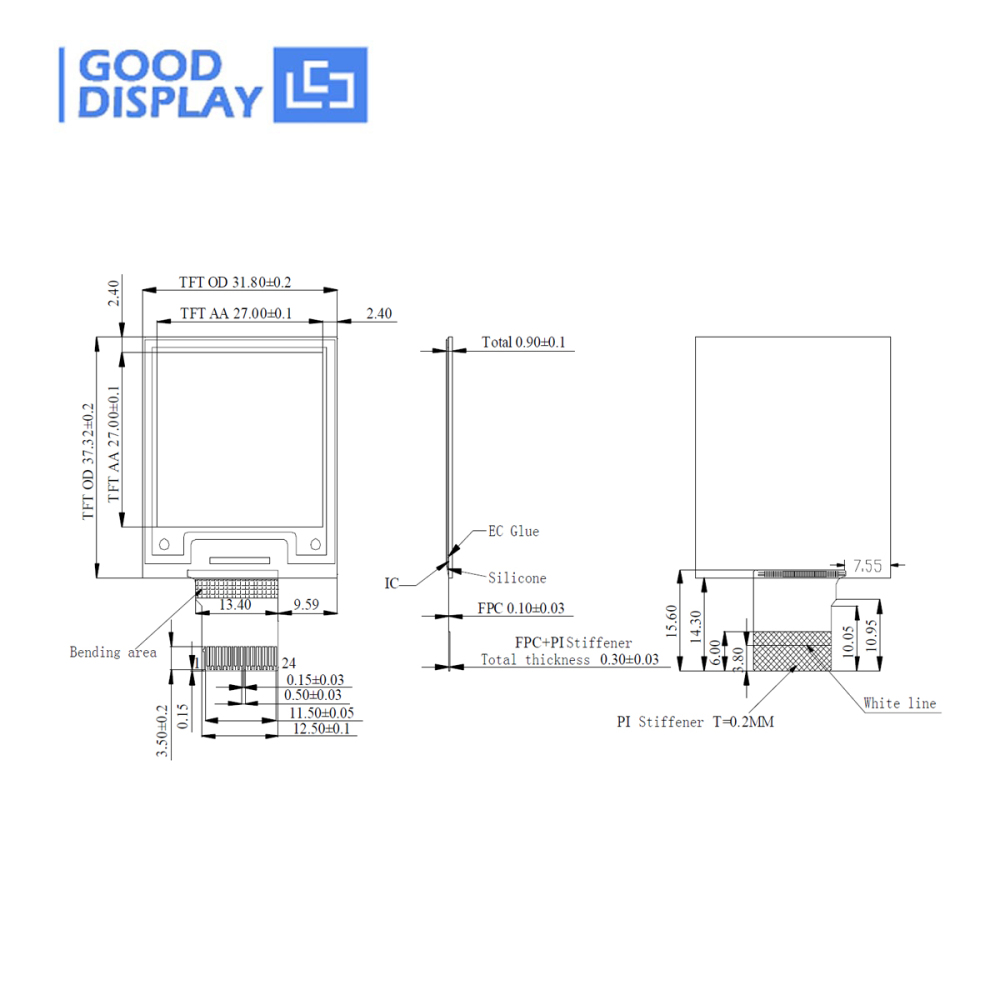 1.54 inch colorful red e-paper display panel with demo kit development driver board, GDEH0154Z90+DESPI