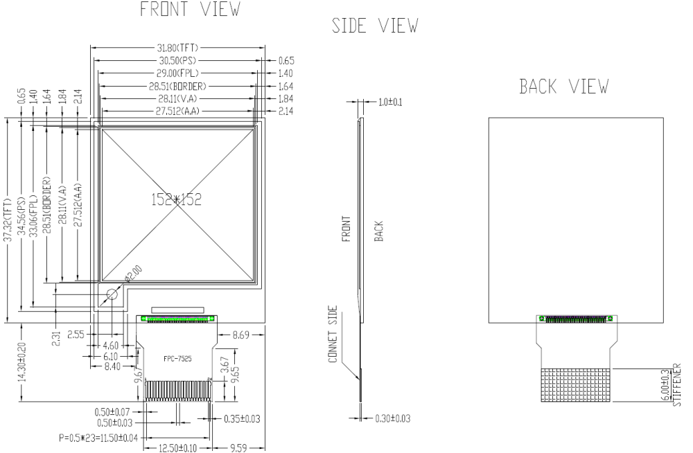 1.54 inch yellow e-ink panel 152x152 color epaperdisplay, GDEM0154C90