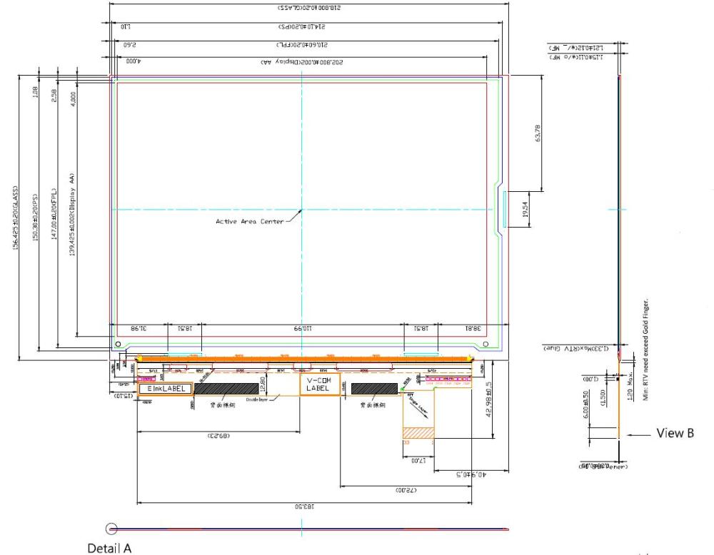 9.7 inch Display resolution 1200x825 big size parallel e-paper display panel GDEP097TC2