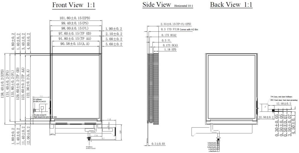 6.0 inch parallel epaper display module partial refresh， with front-light backlit and touch screen, GDE060F3-FT01