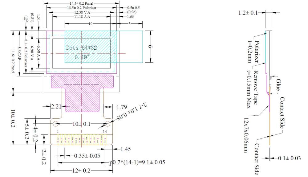 0.49inch oled micro display micro screen I2C interface small oled display, GDO0049W