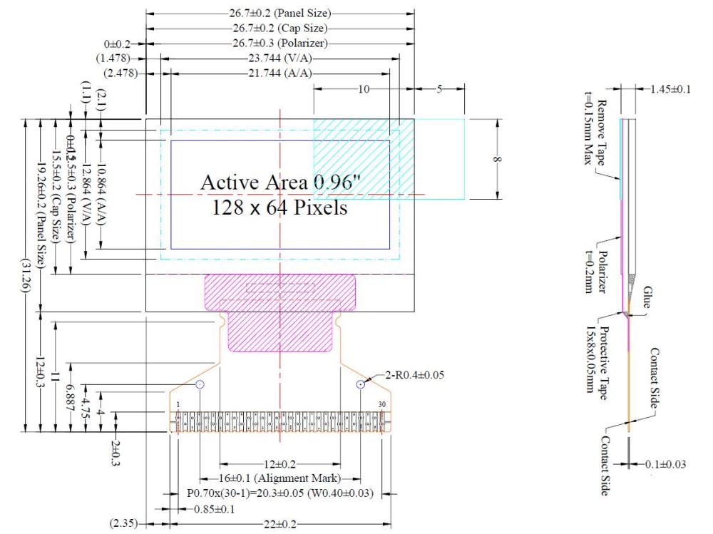 0.96 inch oled micro display micro screen I2C interface small oled display, GDO0096B