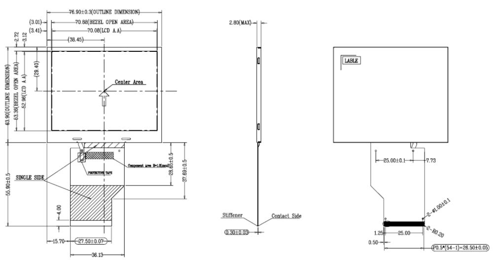 320x240 3.5 inch TFT LCD Screen Video Monitor For Media Player, GDN-D43AT-GTT035KDH03