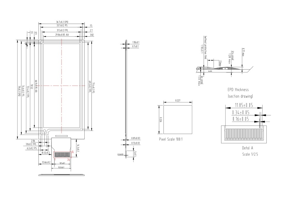 2.9 inch E-Paper UC8151D Tri-color E-ink Panel SPI interface, GDEW029Z13