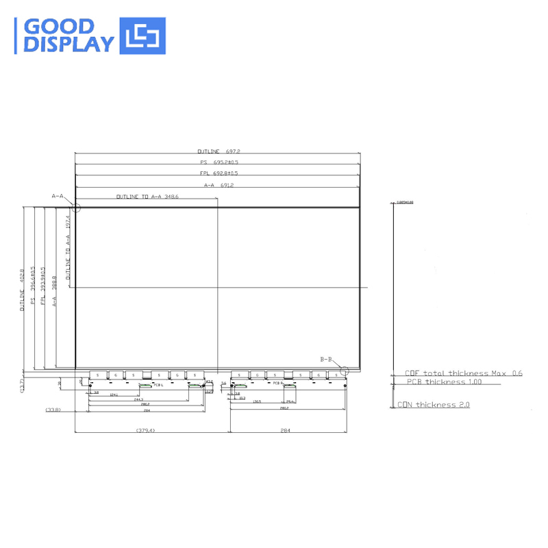 largest 31.2 inch e-ink big screen menu advertising display large e-ink display, GDEP312TT2-D