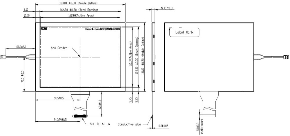8 inch VGA, VIDEO LCD Module 800x600 Resolution 12V TFT Display