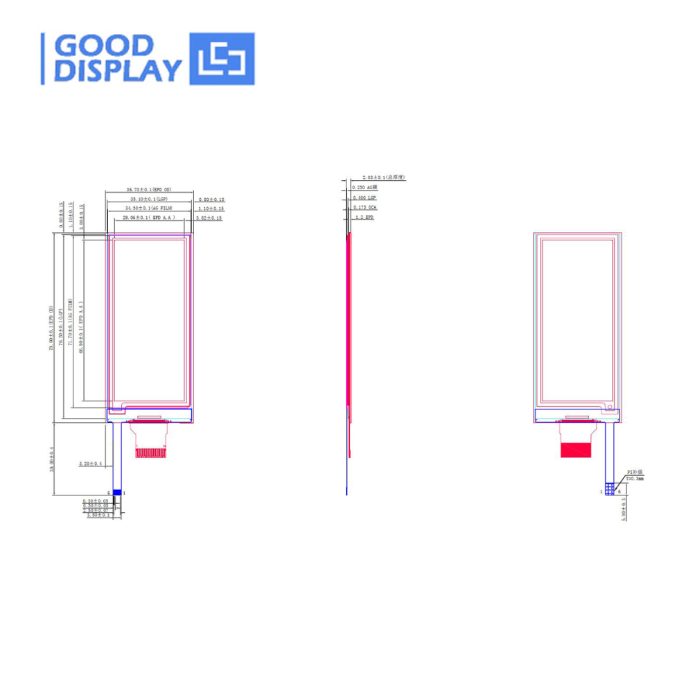 2.9'' E-Paper Eink Display UC8151C Backlit Electronic Paper Screen, GDEW029T5-FL02