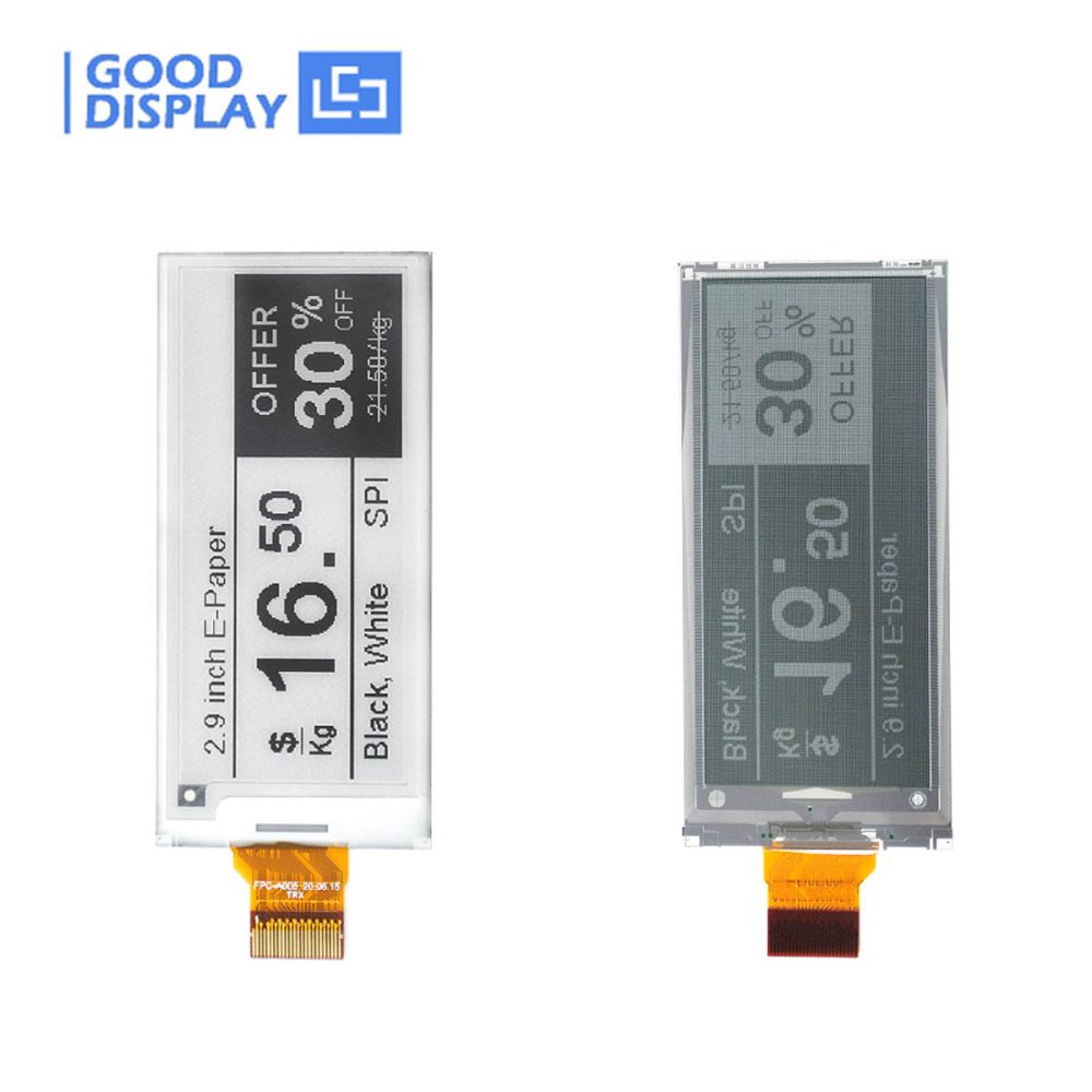 EPD 4 Grayscale 2.9 Inch E-Ink Display Cheap E-Paper HAT, GDEY029T94 with adapter board