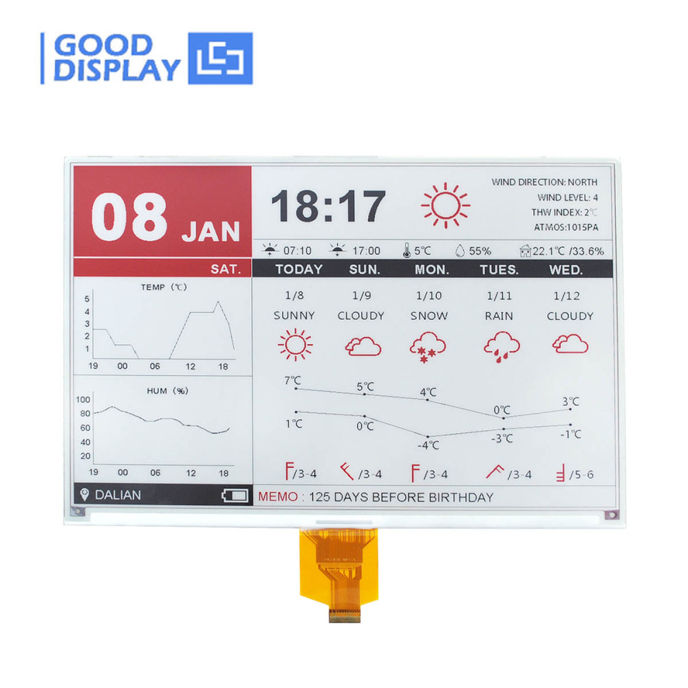 large e-paper 10.2 inch color eink epd screen for electronic menu, GDEQ102Z90