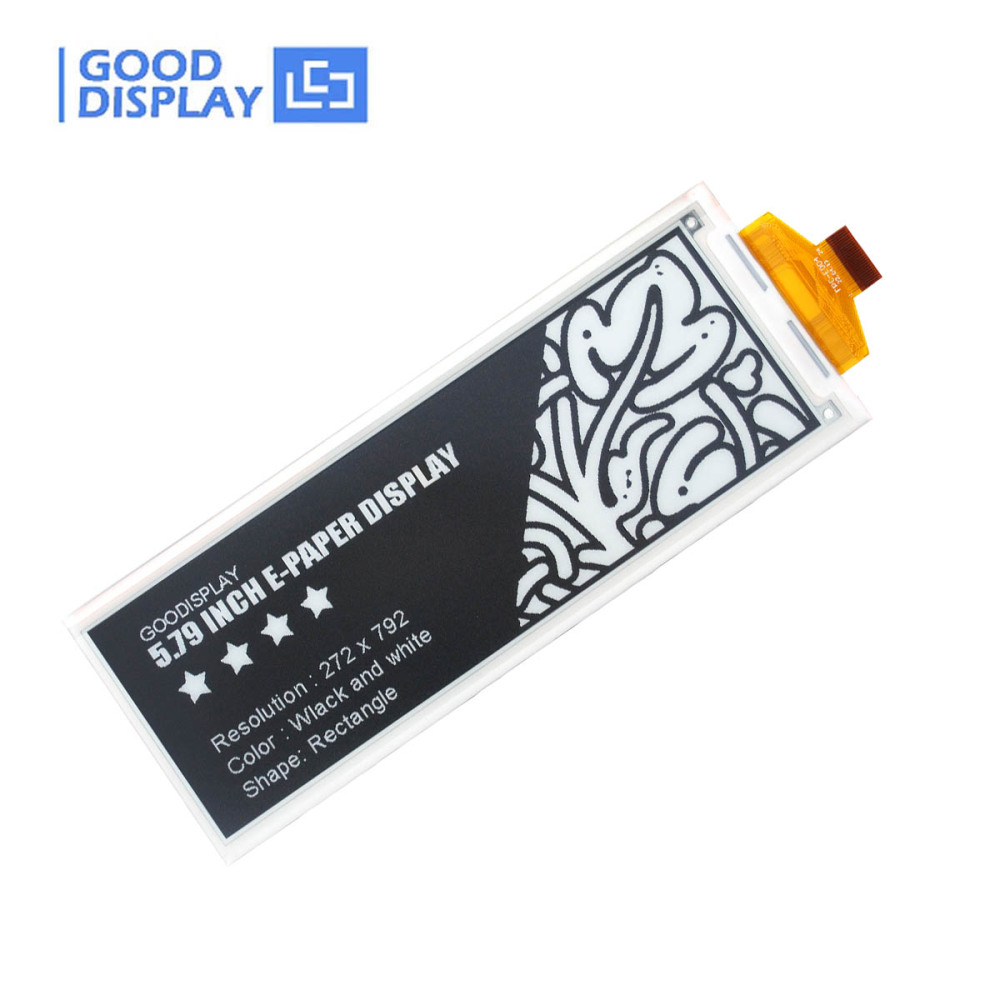High-Resolution 5.79-Inch E-Ink Display Monochrome EPD 792x272 SPI Interface, Partial Refresh