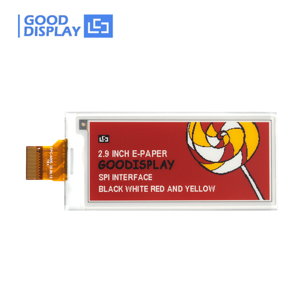 [EOL]2.9-Inch E Ink Display Crisp 296x128 Resolution with Bold Black, White, Yellow, and Red Colors