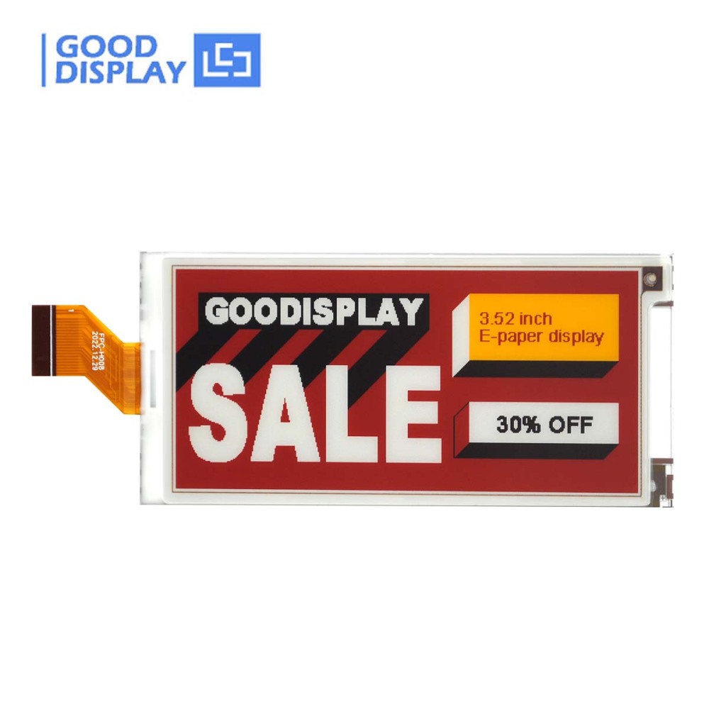 3.52 inch E-paper black, white, yellow and red Eink 384x180, GDEY0352F51