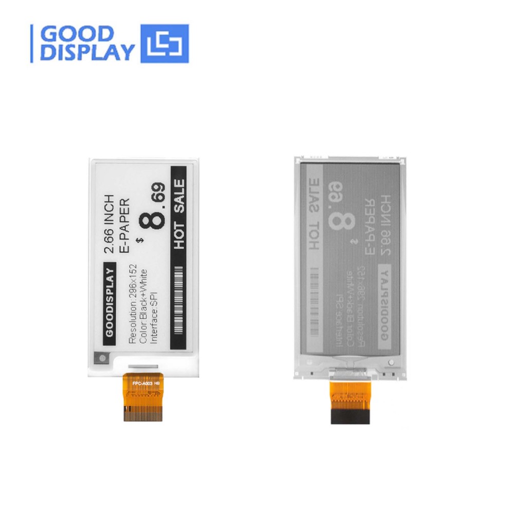 2.66 inch Low Temperature -25~10℃ E-Ink Resolution 296x152 E-Paper