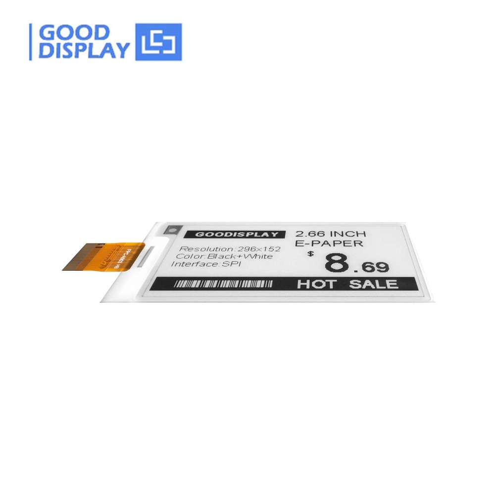 2.66 inch Low Temperature -25~10℃ E-Ink Resolution 296x152 E-Paper