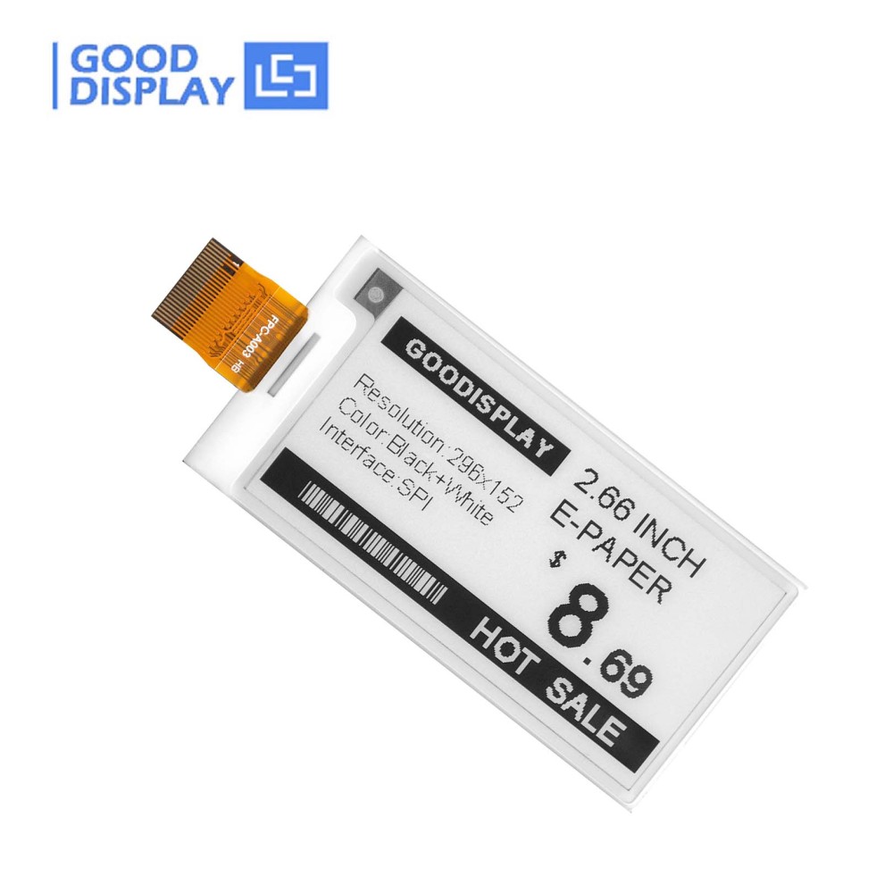 2.66 inch Low Temperature -25~10℃ E-Ink Resolution 296x152 E-Paper