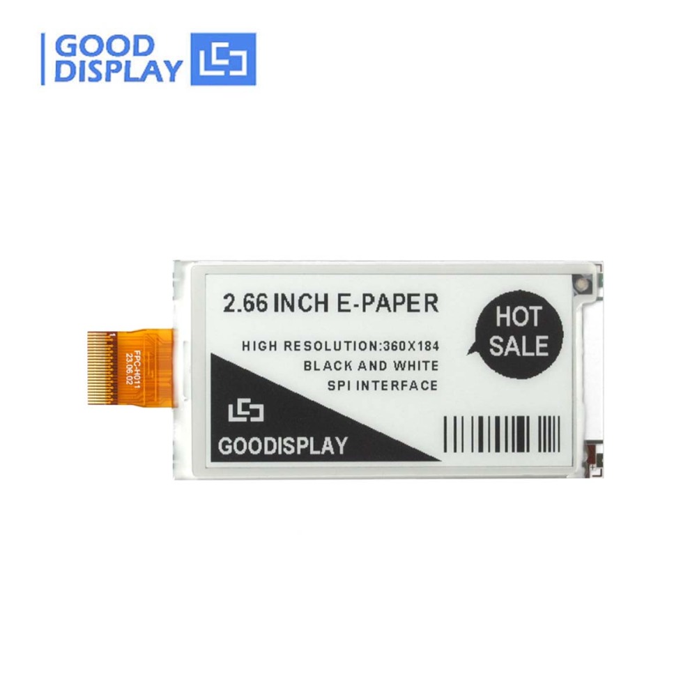 2.66-Inch E-ink display with 360x184 High Resolution 0.3s Partial Update
