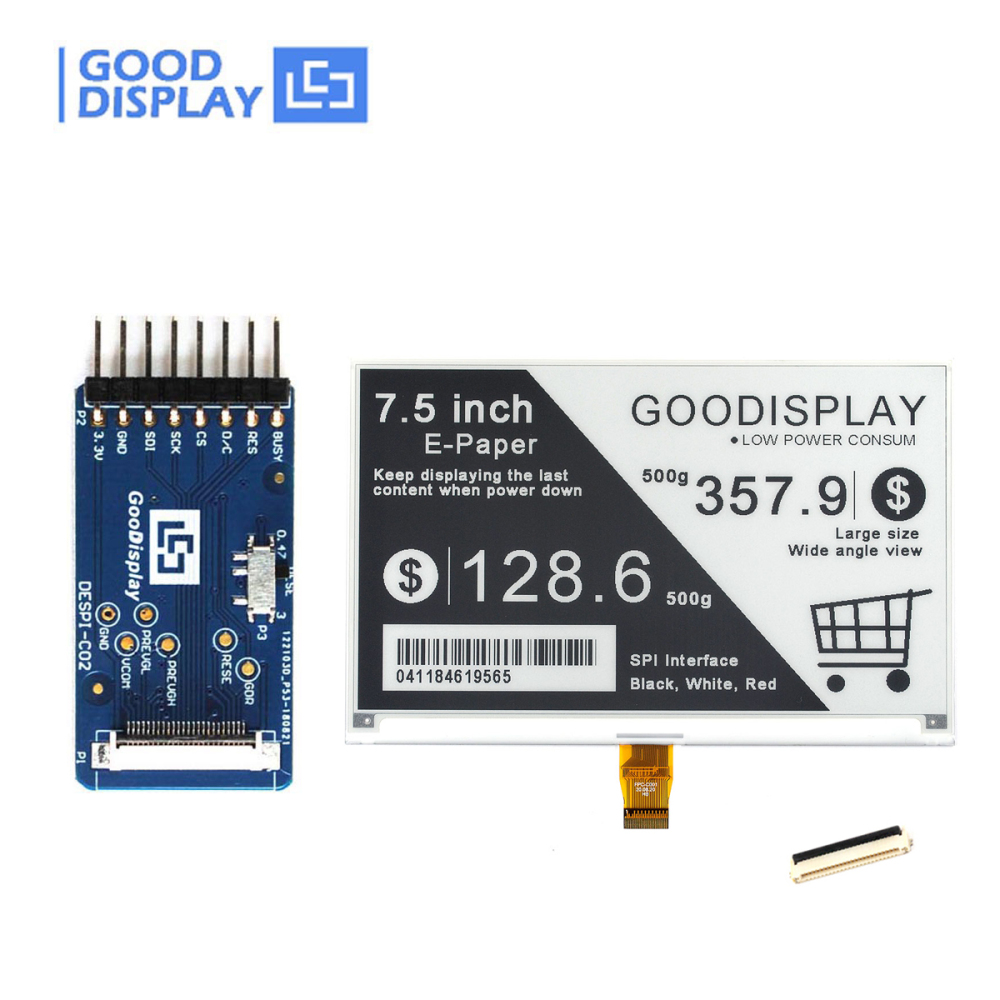 7.5inch E-Ink Screen Module 4-Grayscale 800x480 E Paper Display HAT Fast Refresh 1.5s SPI Interface