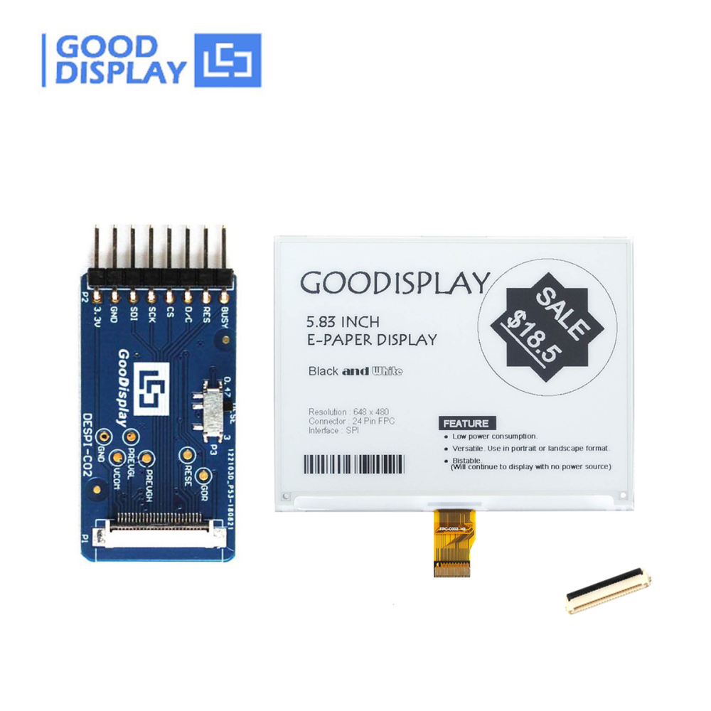 5.83 inch high resolution 1.5s for fast update 648x480, e-paper display, black and white,0.3s for partial update