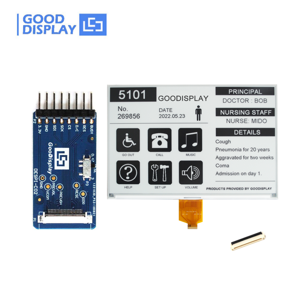 10.2" Large Size Digital Label E-Ink Display B/W SPI interface Big E-paper Screen 960x640