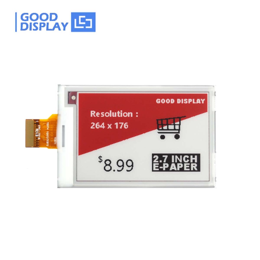 [EOL]2.7-Inch Red ePaper Display Tri-color E Ink Screen 1.8s Partial Update 264x176 Resolution