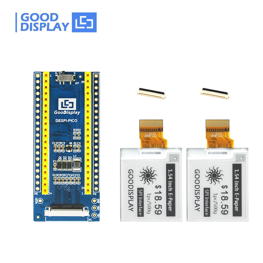Raspberry Pi Pico E-paper HAT with 1.54'' SPI E-ink 200x200 Display, 2pcs GDEY0154D67 with Raspberry Pi adapter board DESPI-PICO