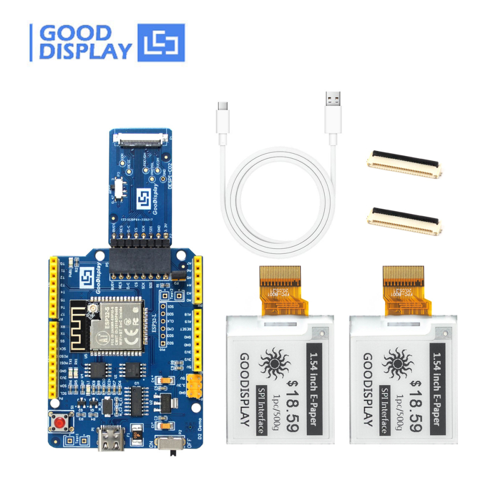 1.54 Inch Square E Ink 4 Grayscale Epaper Fast Refresh Display ESP8266 Module, 2pcs GDEY0154D67 with ESP8266 Demo Kit