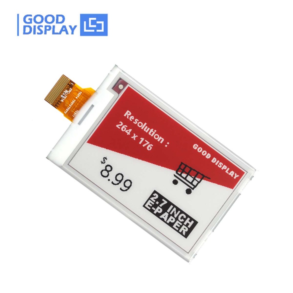 [EOL]2.7-Inch Red ePaper Display Tri-color E Ink Screen 1.8s Partial Update 264x176 Resolution