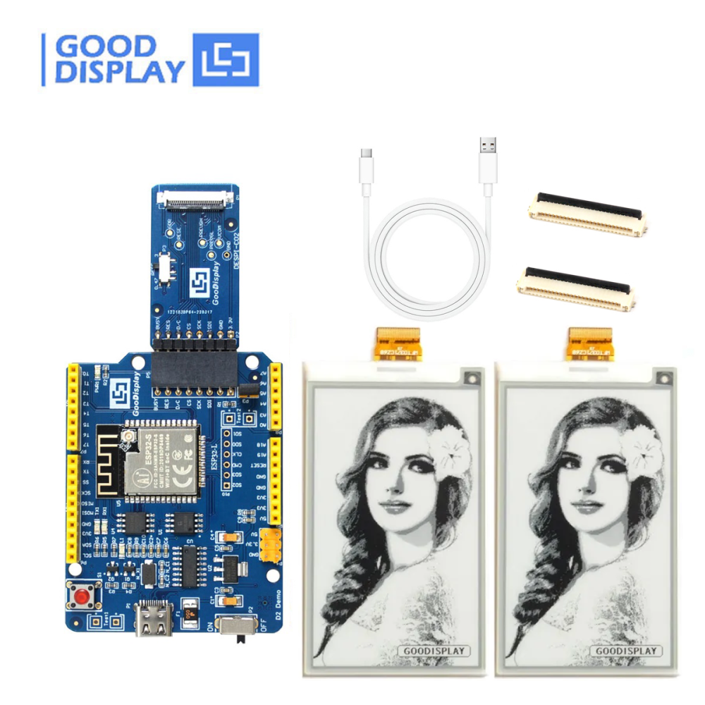 3.71 inch e-paper display 4 Grayscale with demo board buy eink screen module, 2pcs GDEW0371W7 with STM32 Demo Kit DESPI-L(C02)