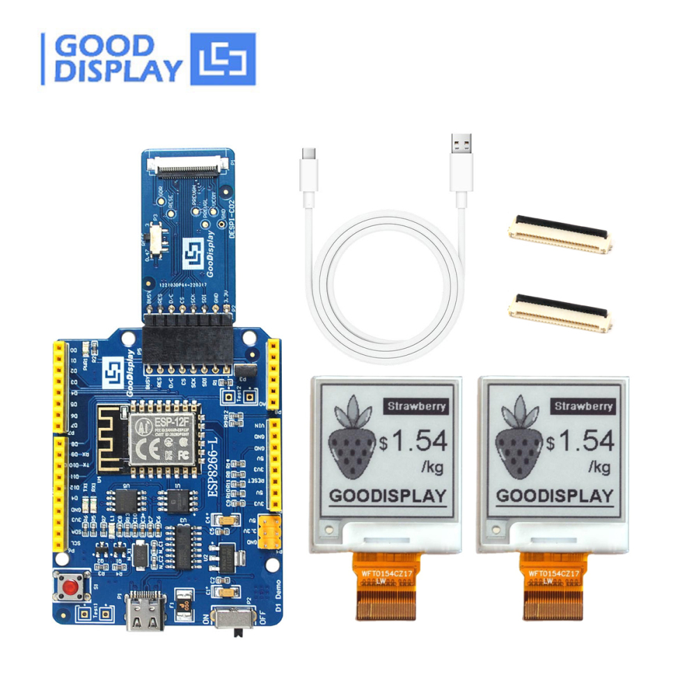 Electronic Paper Screen 1.54 Inch 152x152 EPD 4 Grayscale Panel with Epaper Hat, GDEW0154T8D with adapter board DESPI-C02