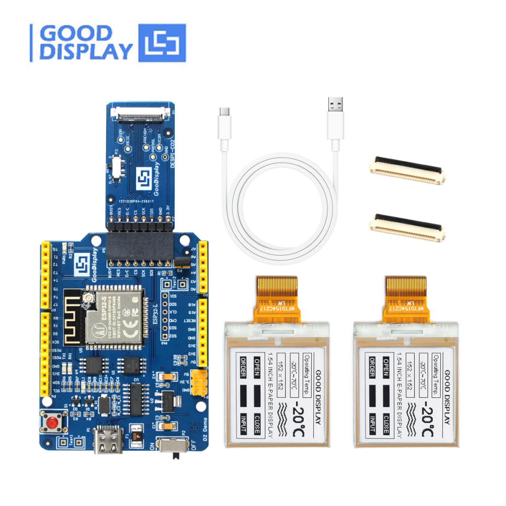 1.54 Inch Small E-Ink Panel With Arduino Platform Driving Board, 2pcs GDEW0154M10 with DEArduino Demo Kit DEArduino-L(C02)