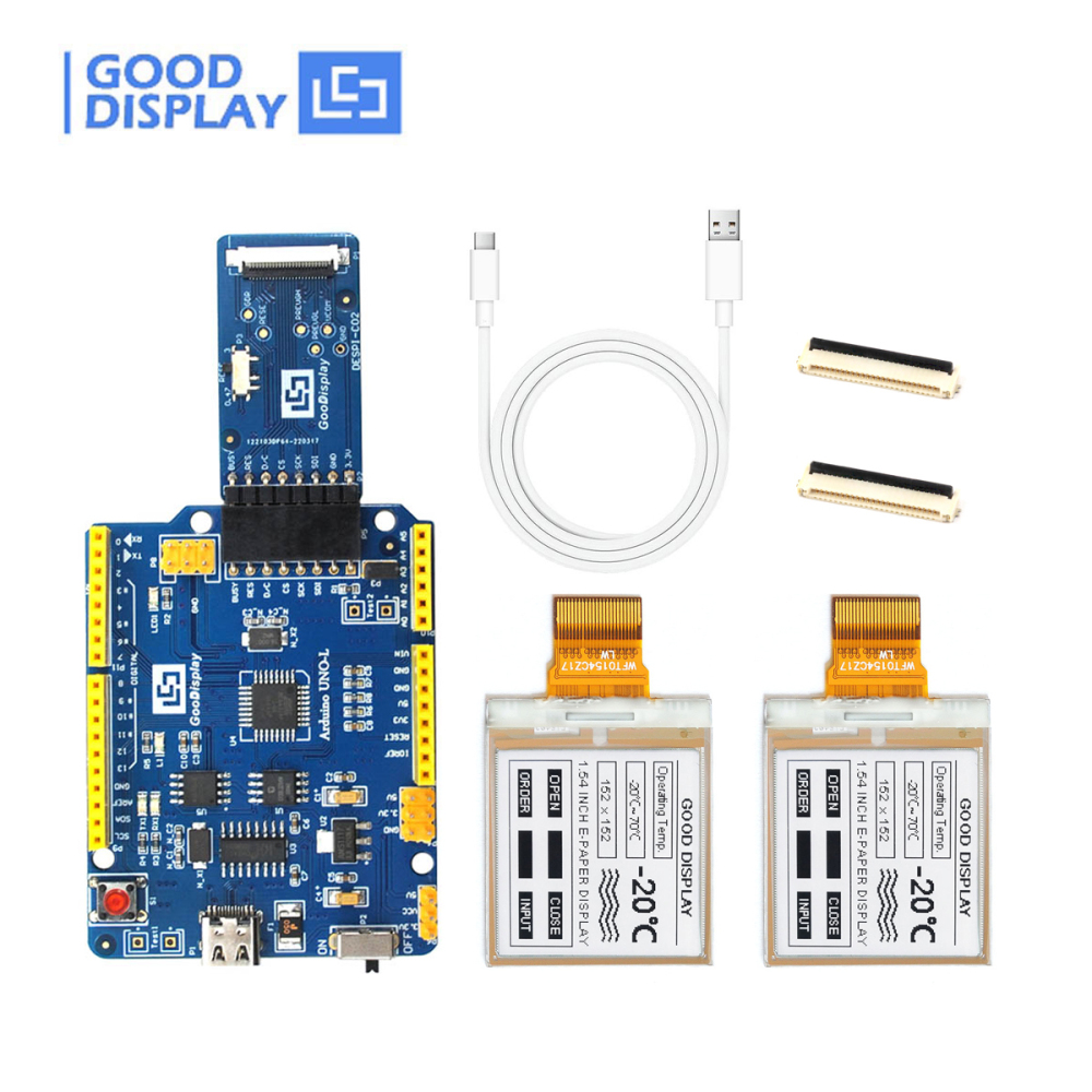 1.54 Inch Small E-Ink Panel With Arduino Platform Driving Board, 2pcs GDEW0154M10 with DEArduino Demo Kit DEArduino-L(C02)